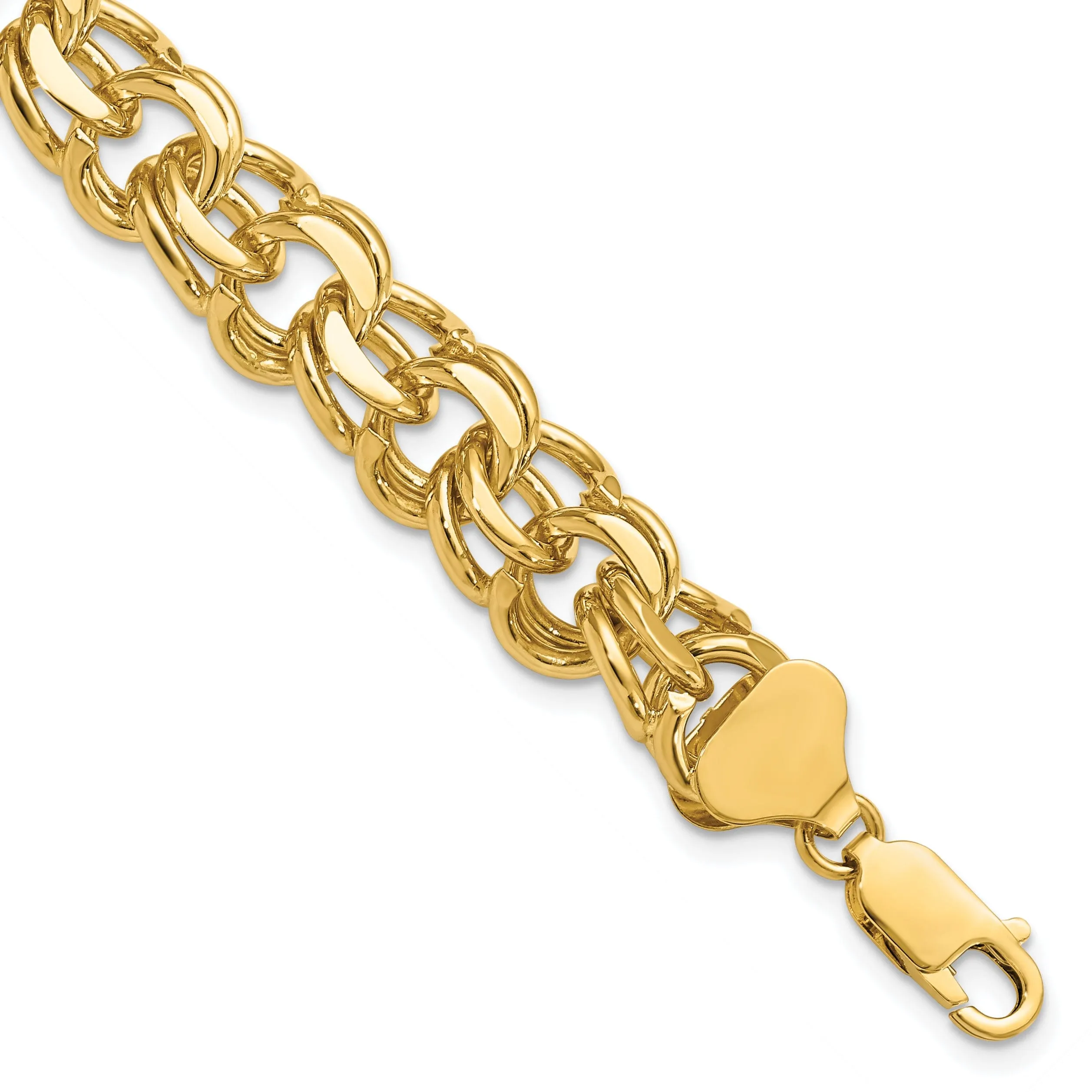 14k Yellow Gold Double Link Charm Bracelet