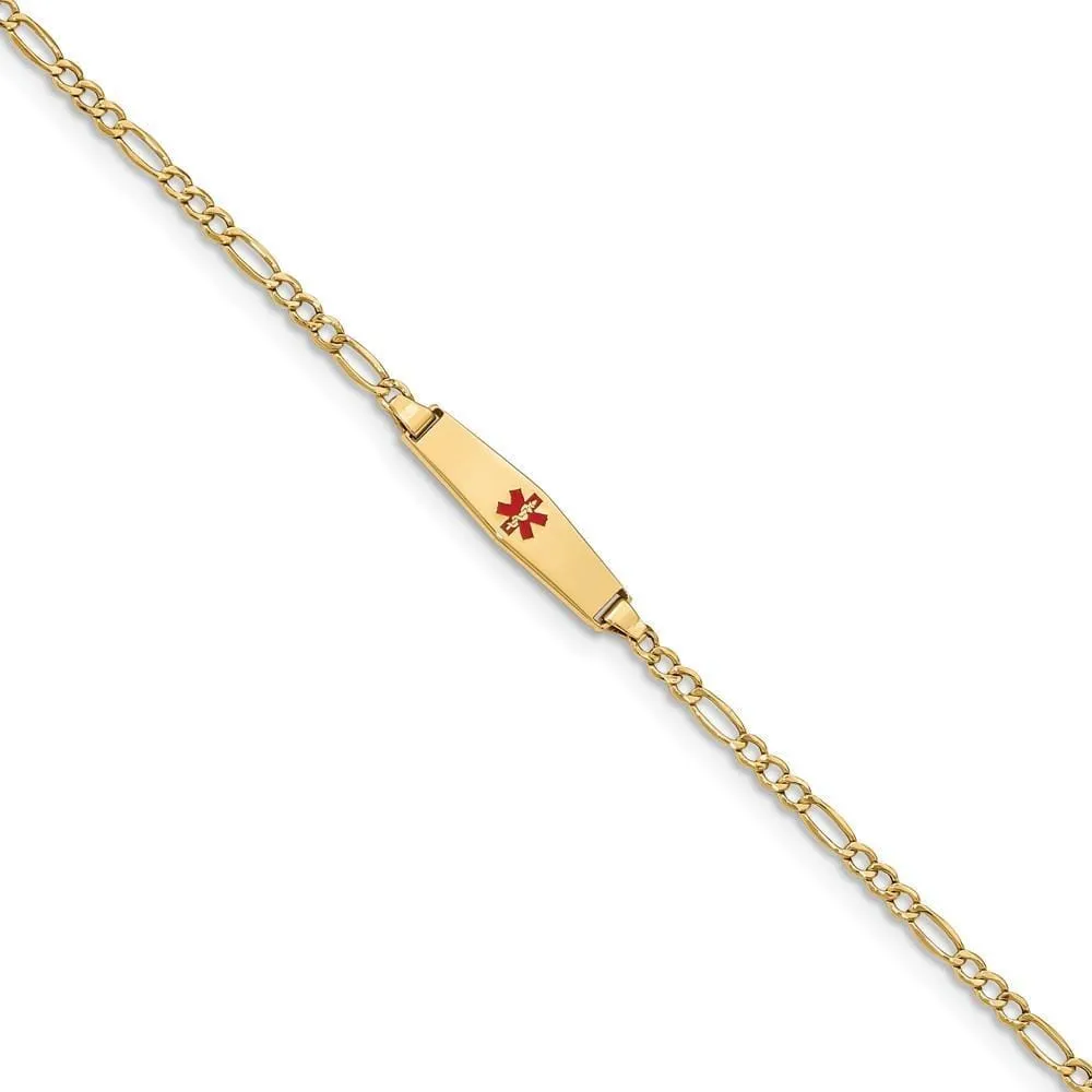 14K Yellow Gold Figaro Childrens ID Bracelet