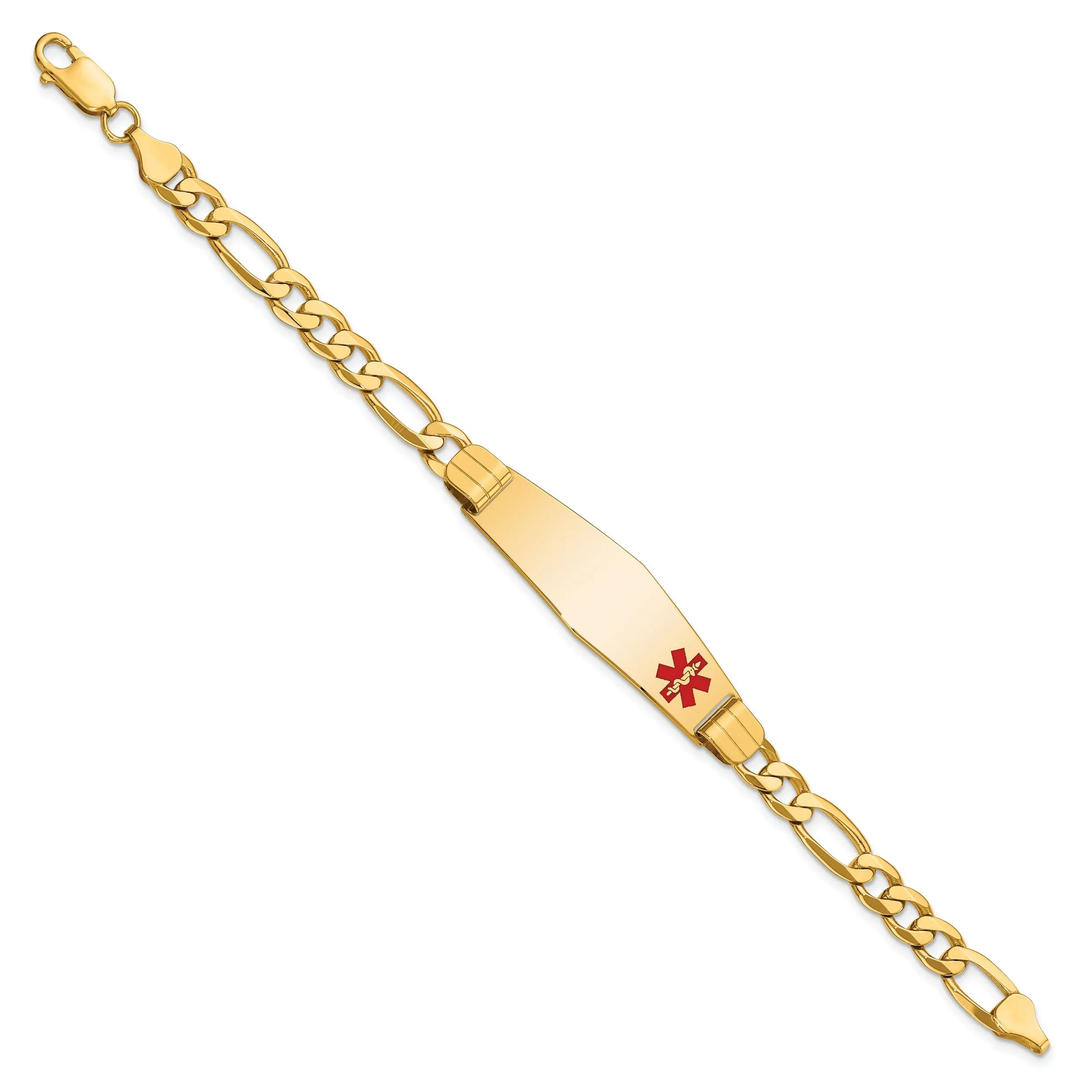 14K Yellow Gold Figaro Link Medical ID Bracelet