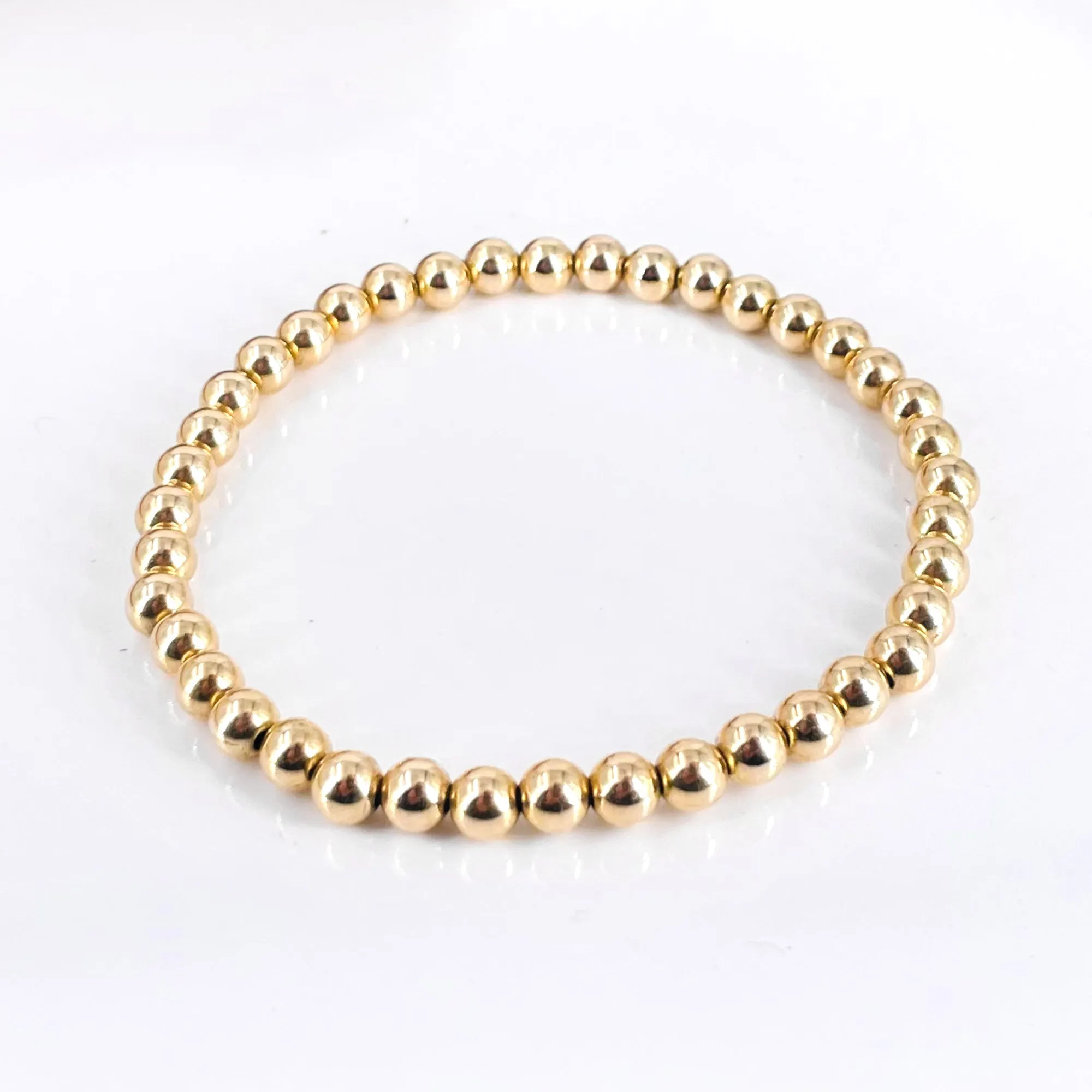 14k Yellow Gold Fill Bead Bangle Bracelet, 2mm-8mm Beads, Stretch Bracelet | Gift for her | 0365