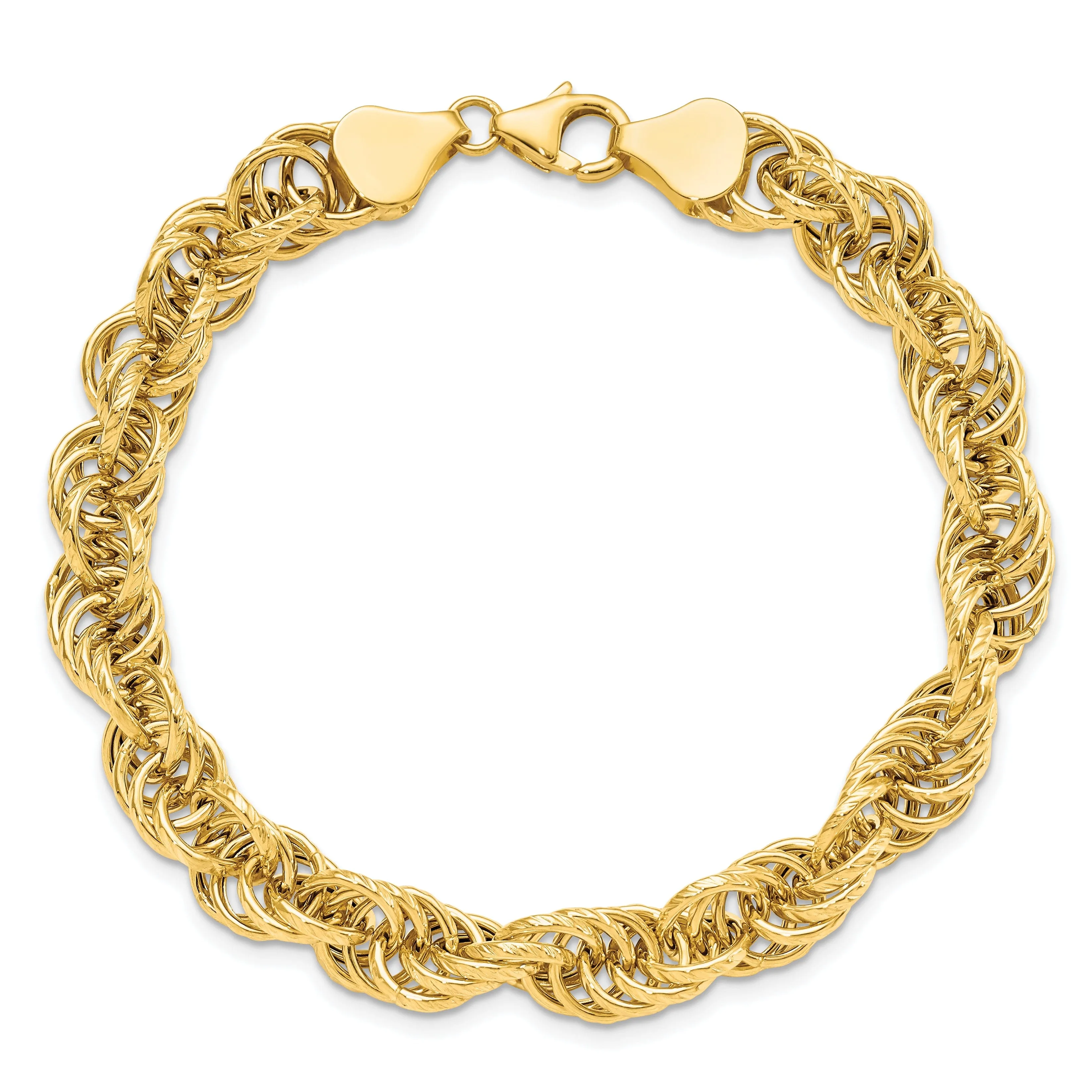 14k Yellow Gold Polished Fancy Link Bracelet
