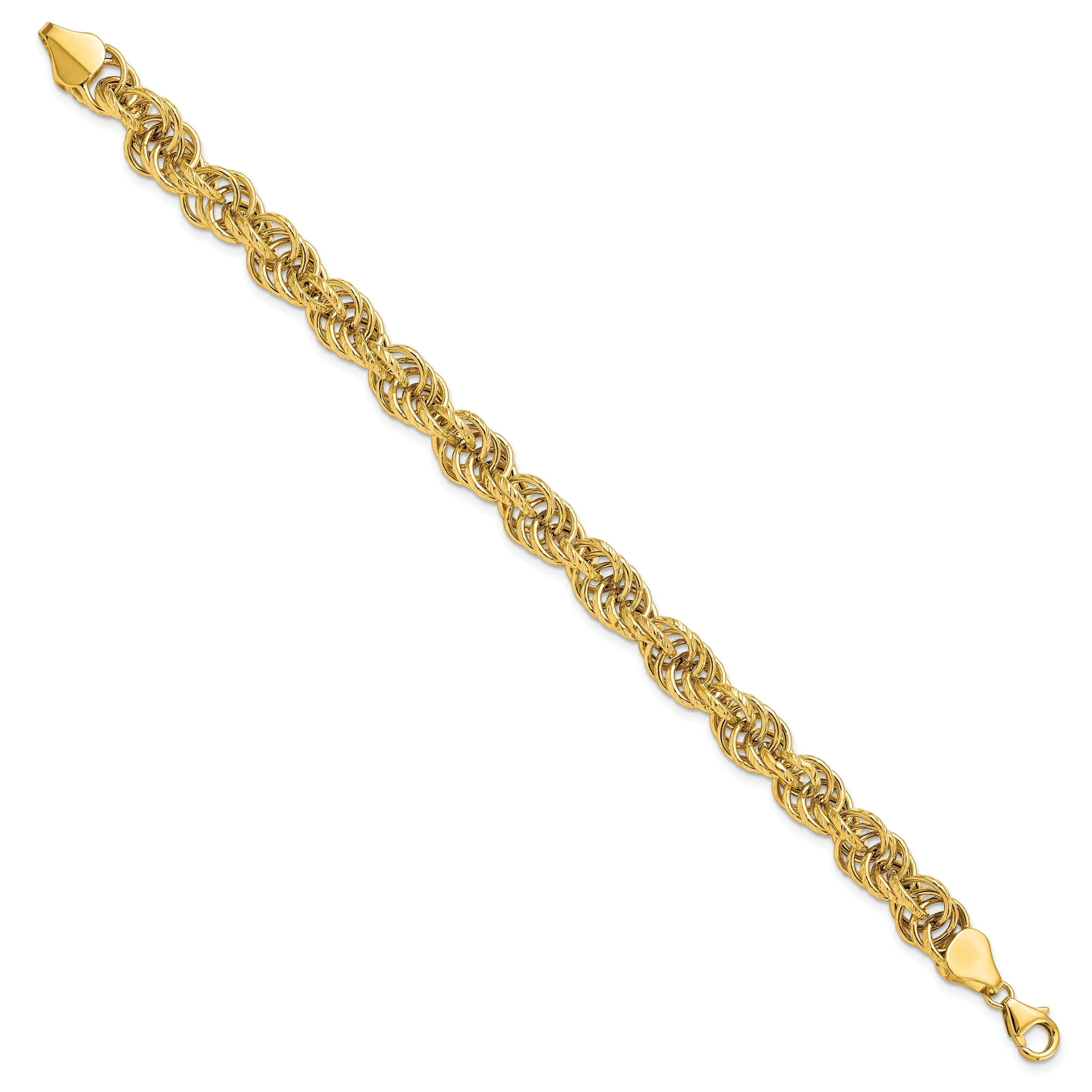 14k Yellow Gold Polished Fancy Link Bracelet