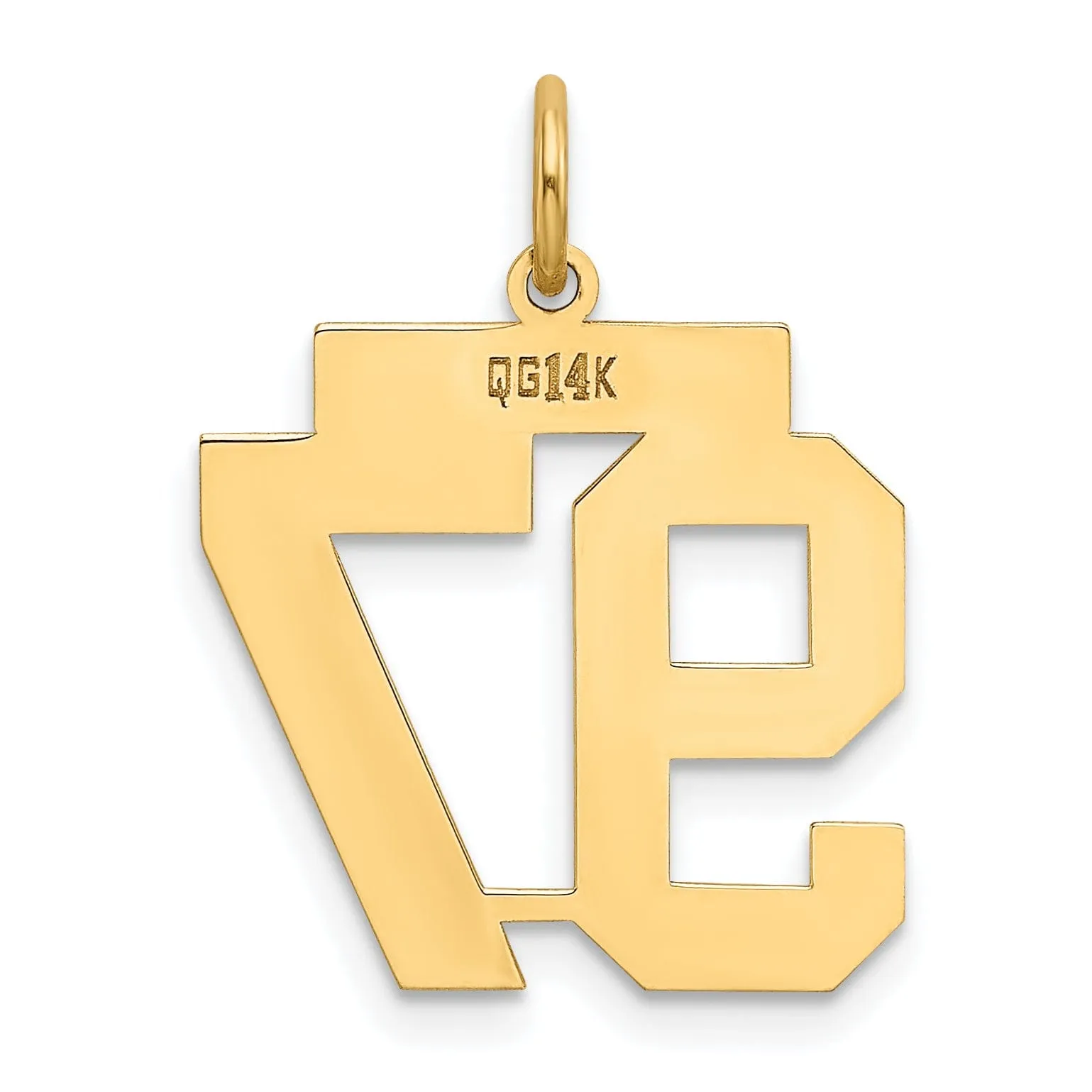 14K Yellow Gold Polished Finish Medium Size Number 97 Charm Pendant