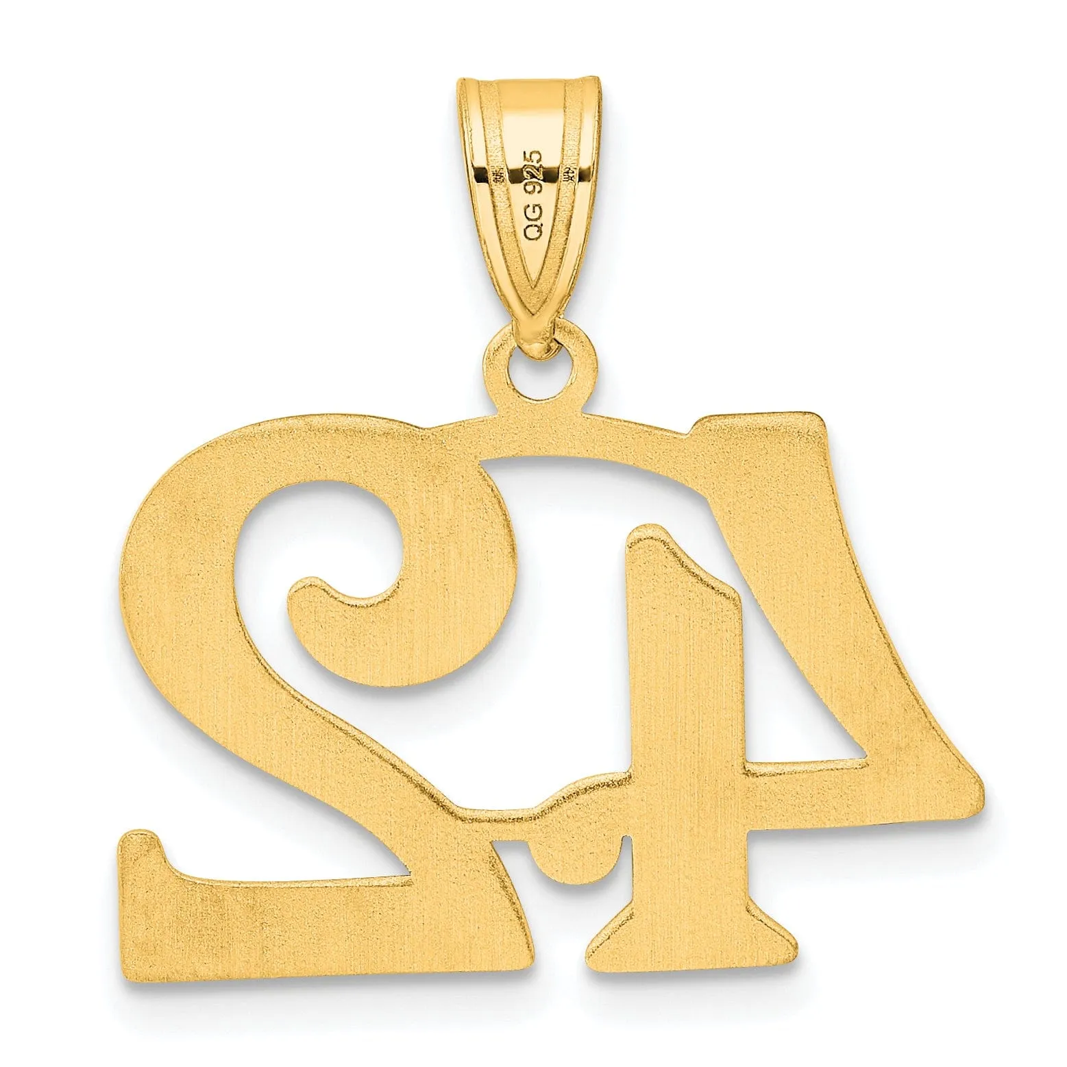 14k Yellow Gold Polished Finish Number 42 Charm Pendant