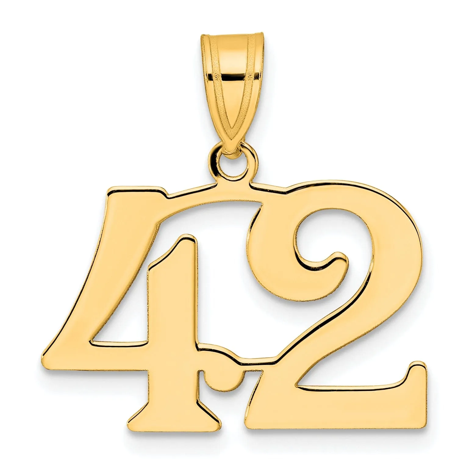 14k Yellow Gold Polished Finish Number 42 Charm Pendant