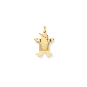 14k Yellow Gold Puffed Boy With Hat Joy Charm