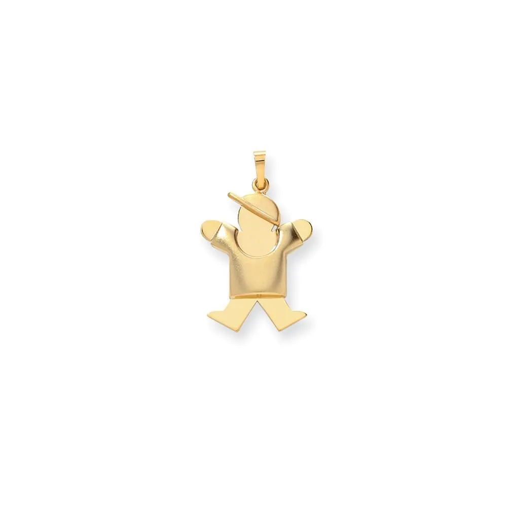 14k Yellow Gold Puffed Boy With Hat Joy Charm