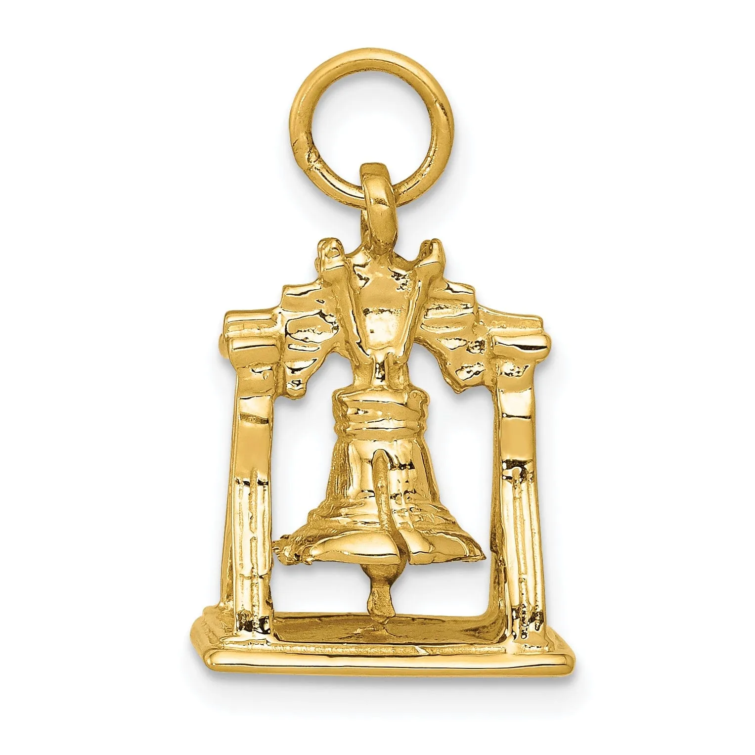 14k Yellow Gold Solid 3-D Liberty Bell Charm