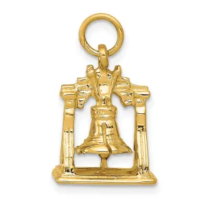 14k Yellow Gold Solid 3-D Liberty Bell Charm