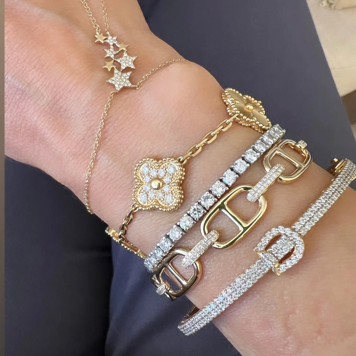14KT Gold Diamond Brianna Link Bracelet