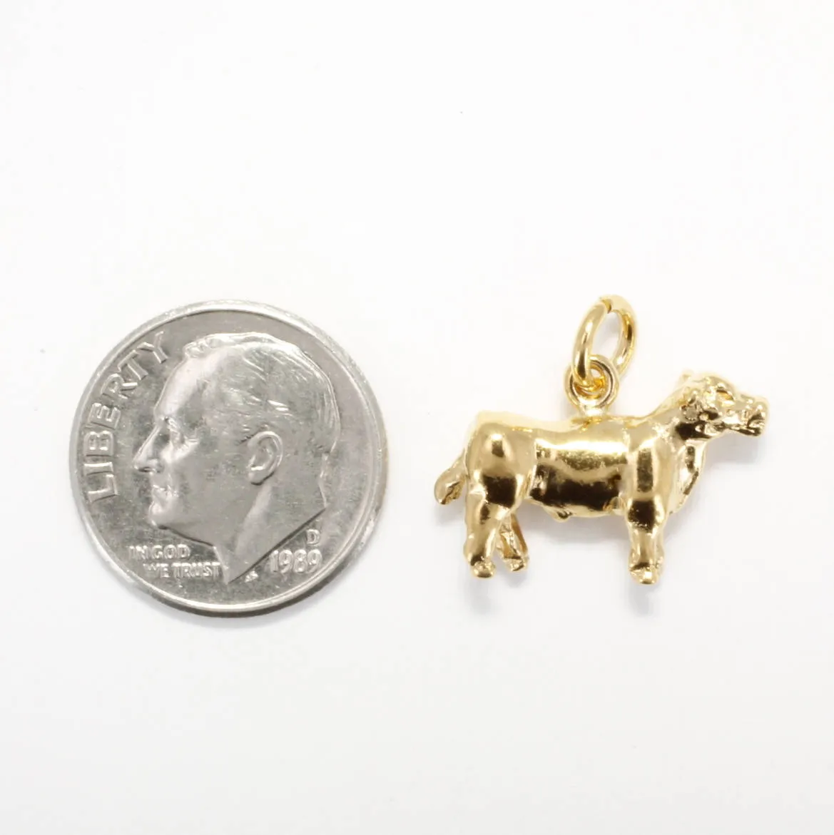 14kt Gold Vermeil Show Steer Charm