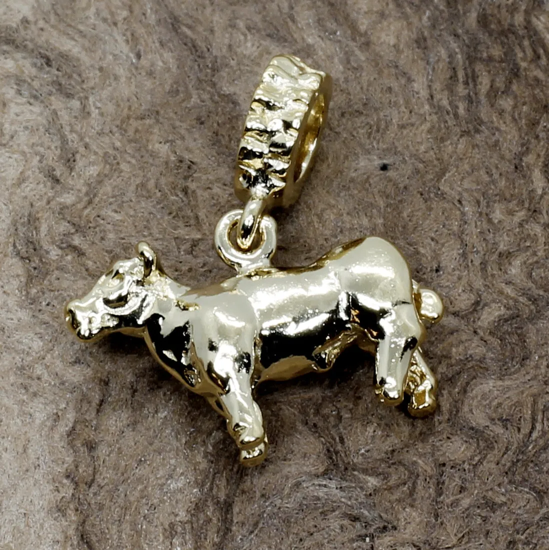 14kt Gold Vermeil Show Steer Slide Charm