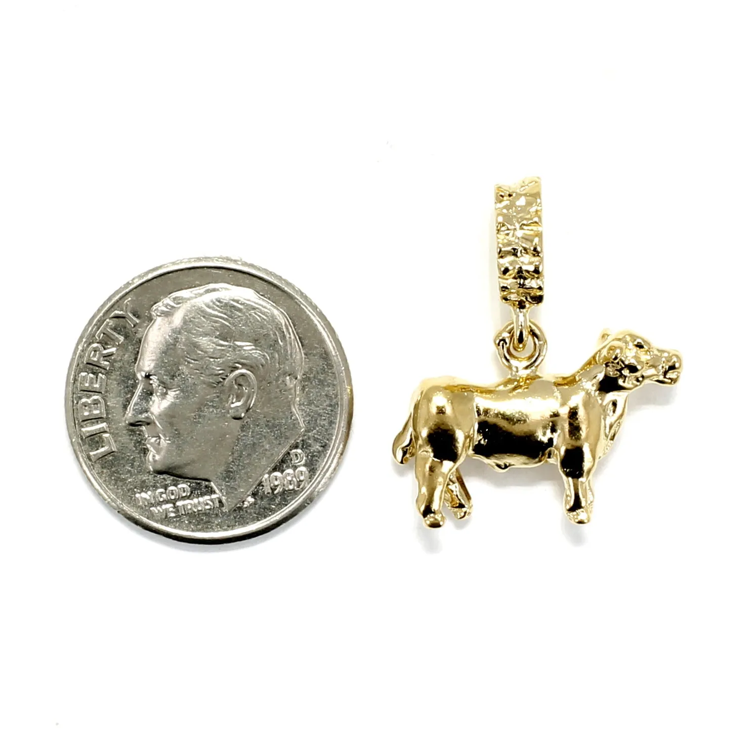 14kt Gold Vermeil Show Steer Slide Charm