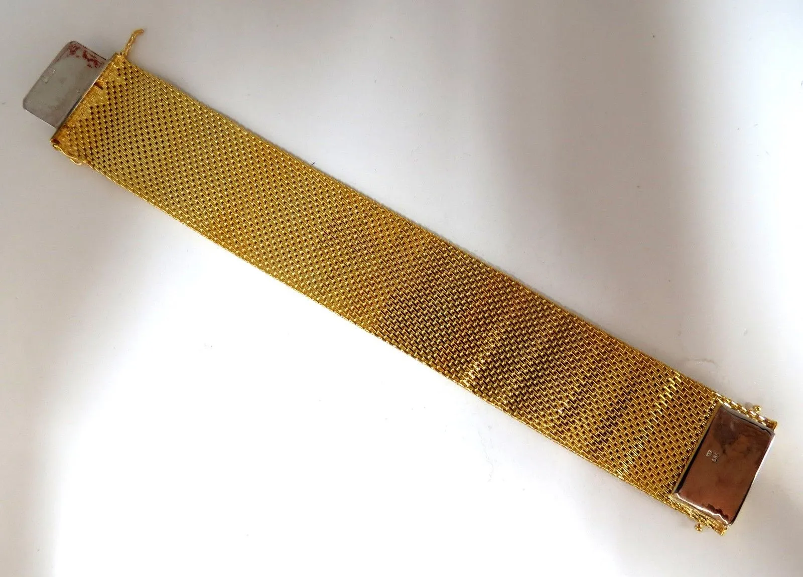 14kt. Gold Wide Mesh Spade Onlay Bracelet Cuff 80 Gram