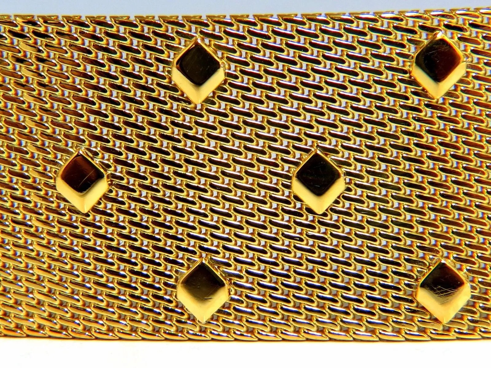 14kt. Gold Wide Mesh Spade Onlay Bracelet Cuff 80 Gram