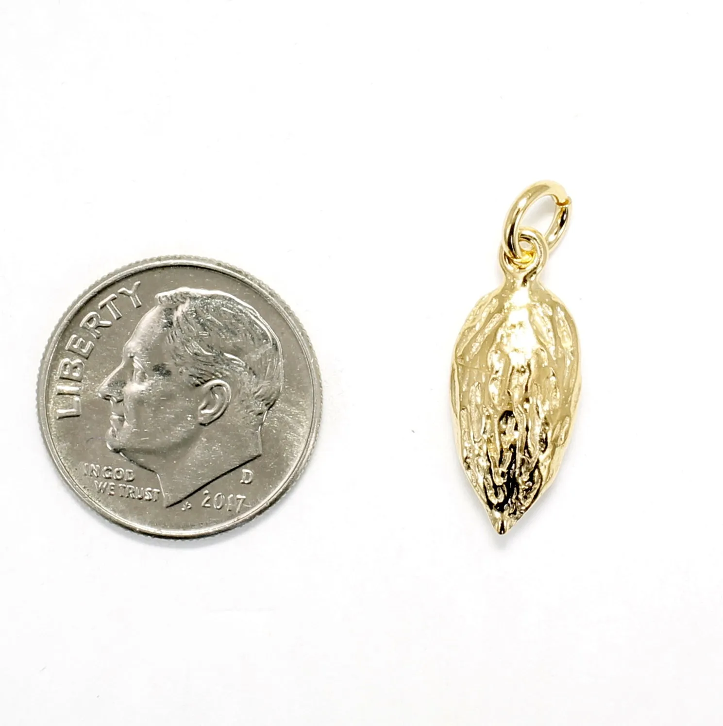 14kt Yellow Gold Vermeil Almond Charm in Smaller Size