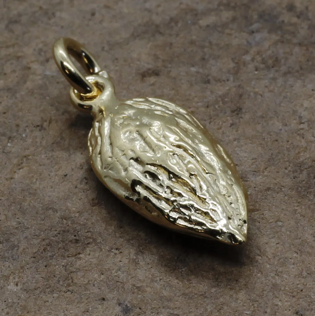 14kt Yellow Gold Vermeil Almond Charm in Smaller Size