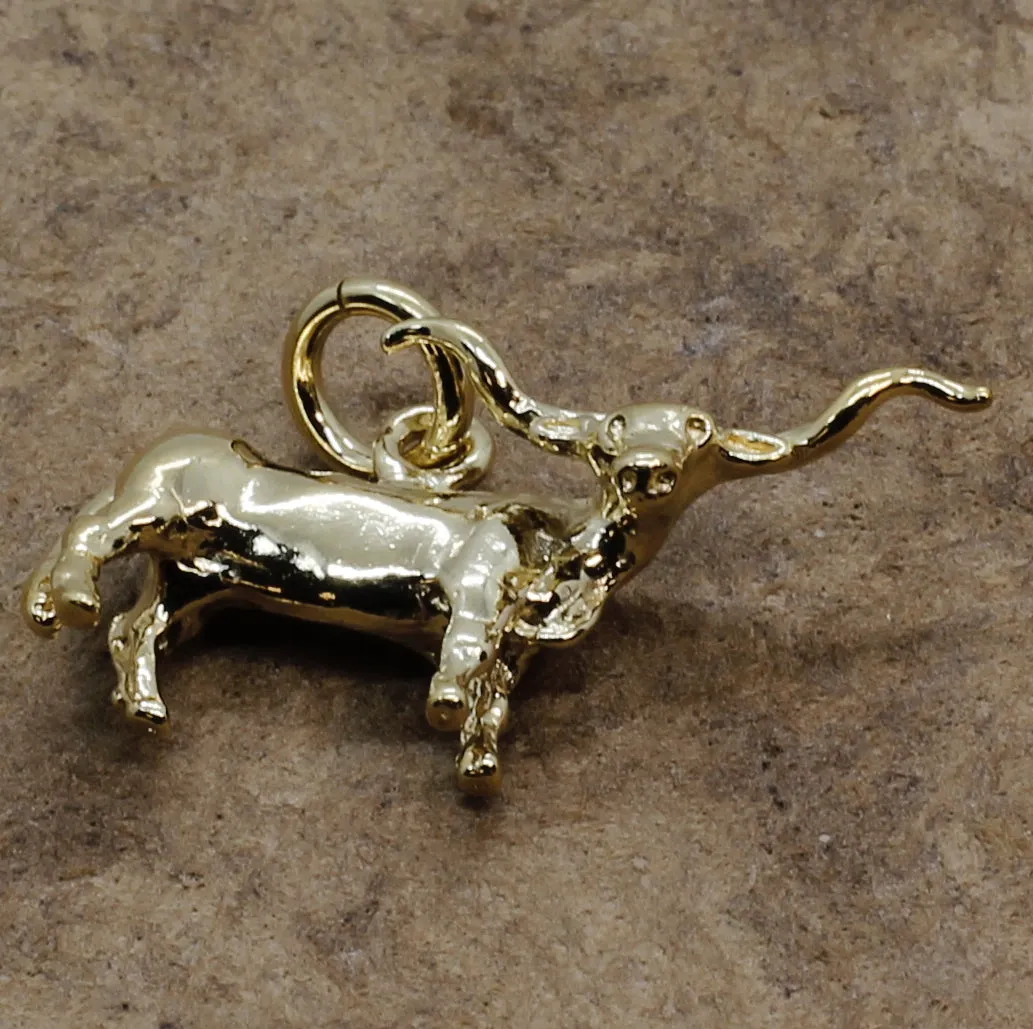14kt Yellow Gold Vermeil Texas Longhorn Steer Charm
