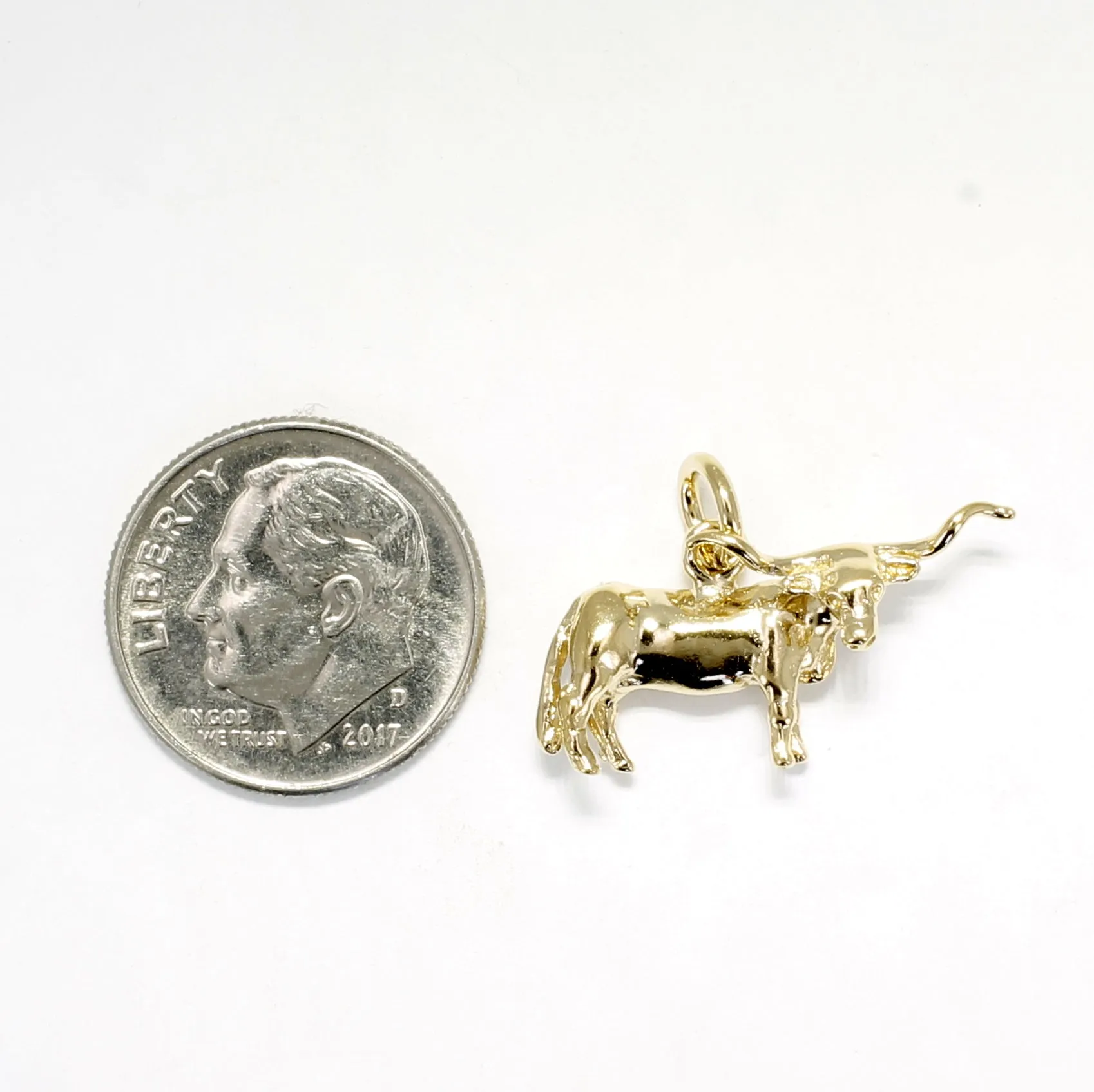 14kt Yellow Gold Vermeil Texas Longhorn Steer Charm