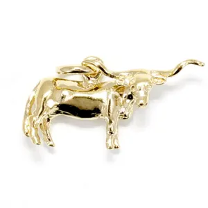 14kt Yellow Gold Vermeil Texas Longhorn Steer Charm