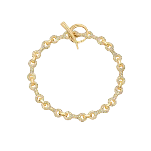 15 MM Double Beam Chain Continuo Bracelet with Pavé Links