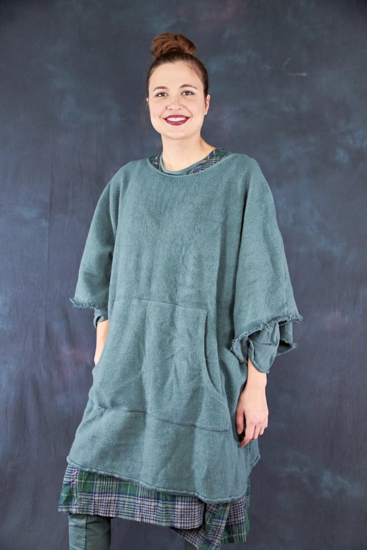 1589 Sherpa Poncho Spruce-U