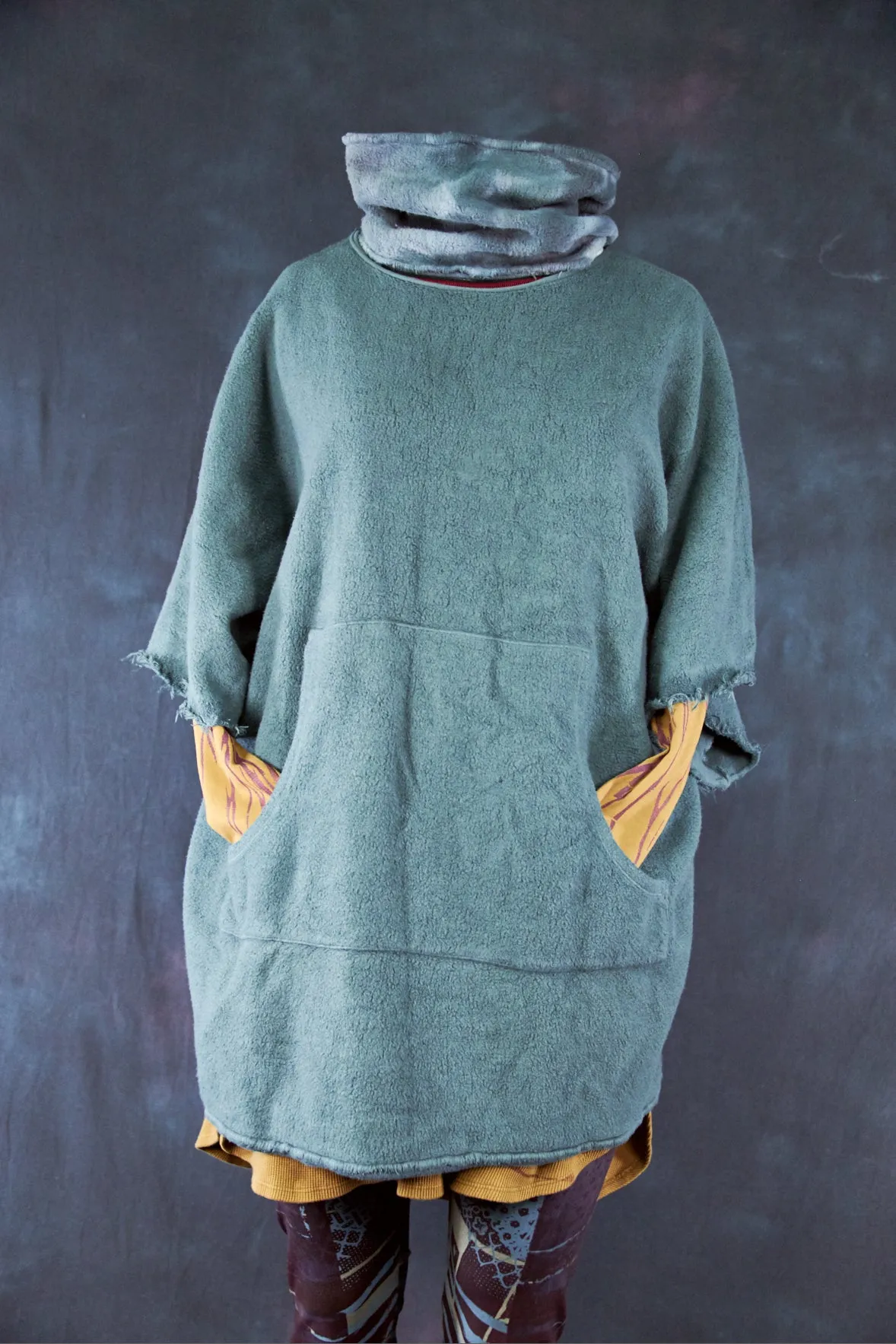 1589 Sherpa Poncho Spruce-U