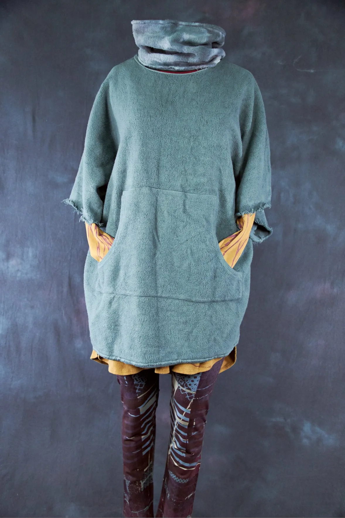 1589 Sherpa Poncho Spruce-U
