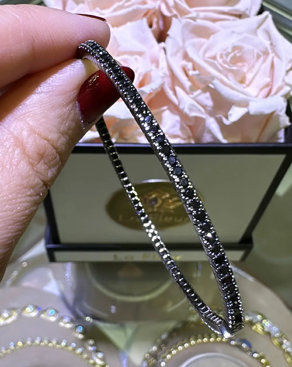 1.68ct t.w. Black Diamond Gold Bangle Bracelet
