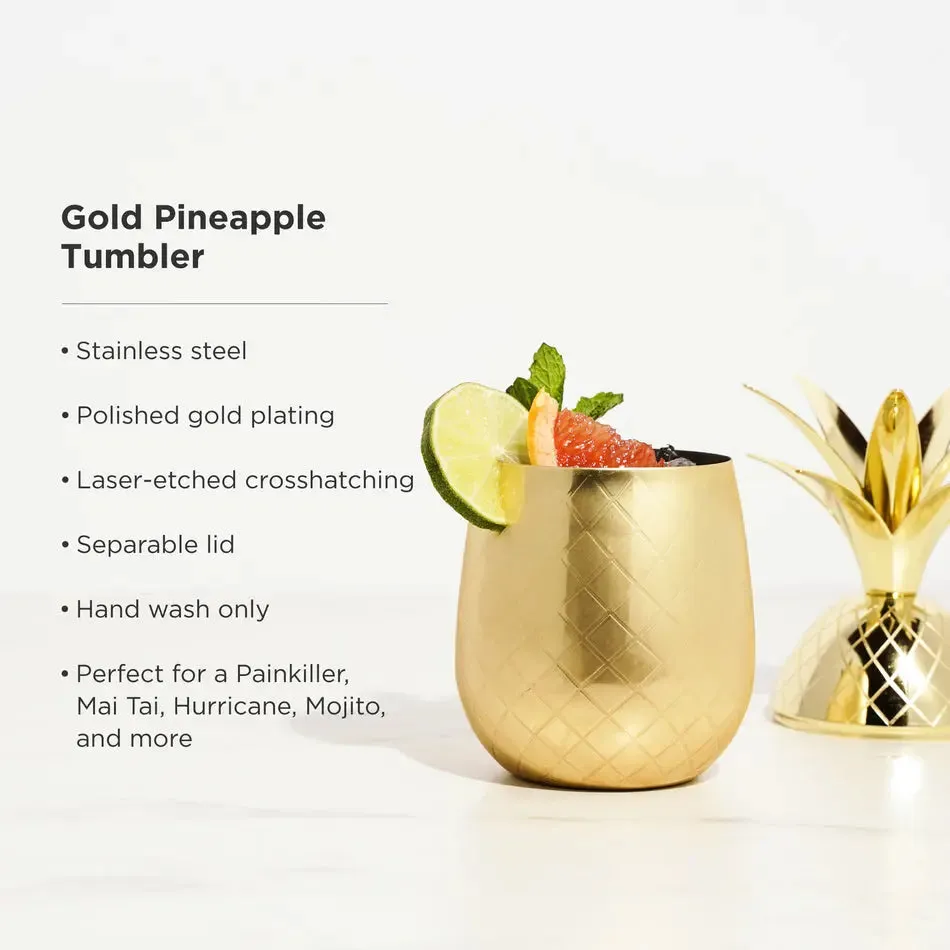 16oz Gold Pineapple Tumbler by Viski