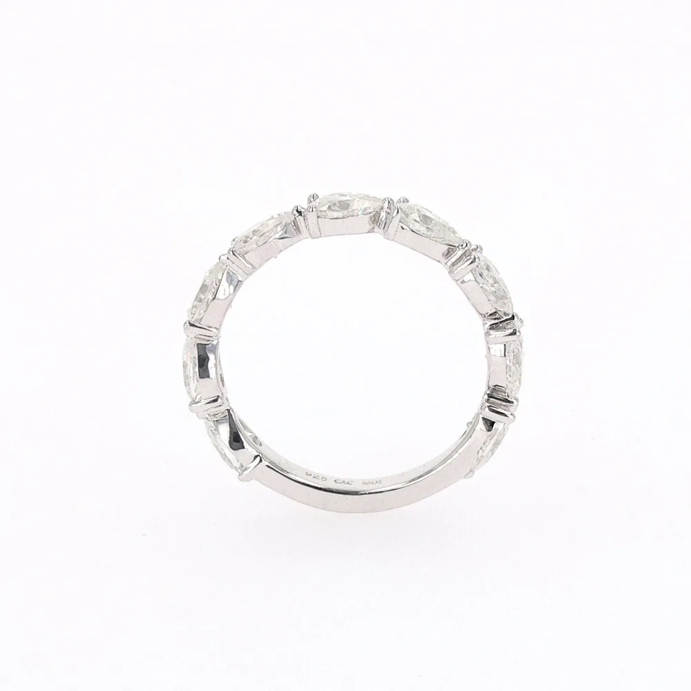 1.89 CTW DEW Pear Moissanite Shared Prong Band in Sterling Silver