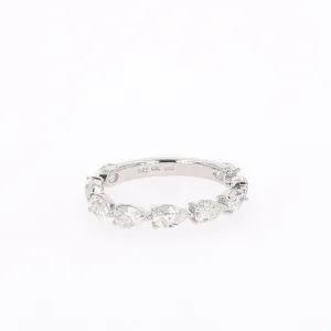 1.89 CTW DEW Pear Moissanite Shared Prong Band in Sterling Silver