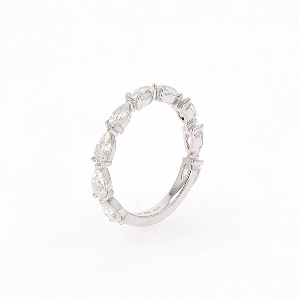 1.89 CTW DEW Pear Moissanite Shared Prong Band in Sterling Silver