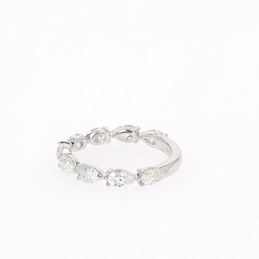 1.89 CTW DEW Pear Moissanite Shared Prong Band in Sterling Silver