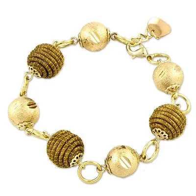 18k Gold Accent Golden Grass Bracelet and Earrings Set