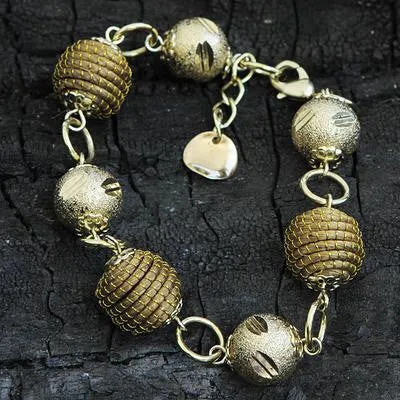18k Gold Accent Golden Grass Bracelet and Earrings Set
