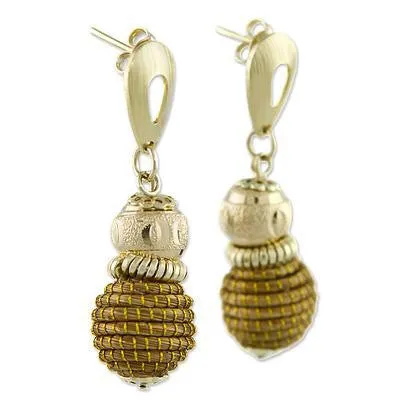 18k Gold Accent Golden Grass Bracelet and Earrings Set