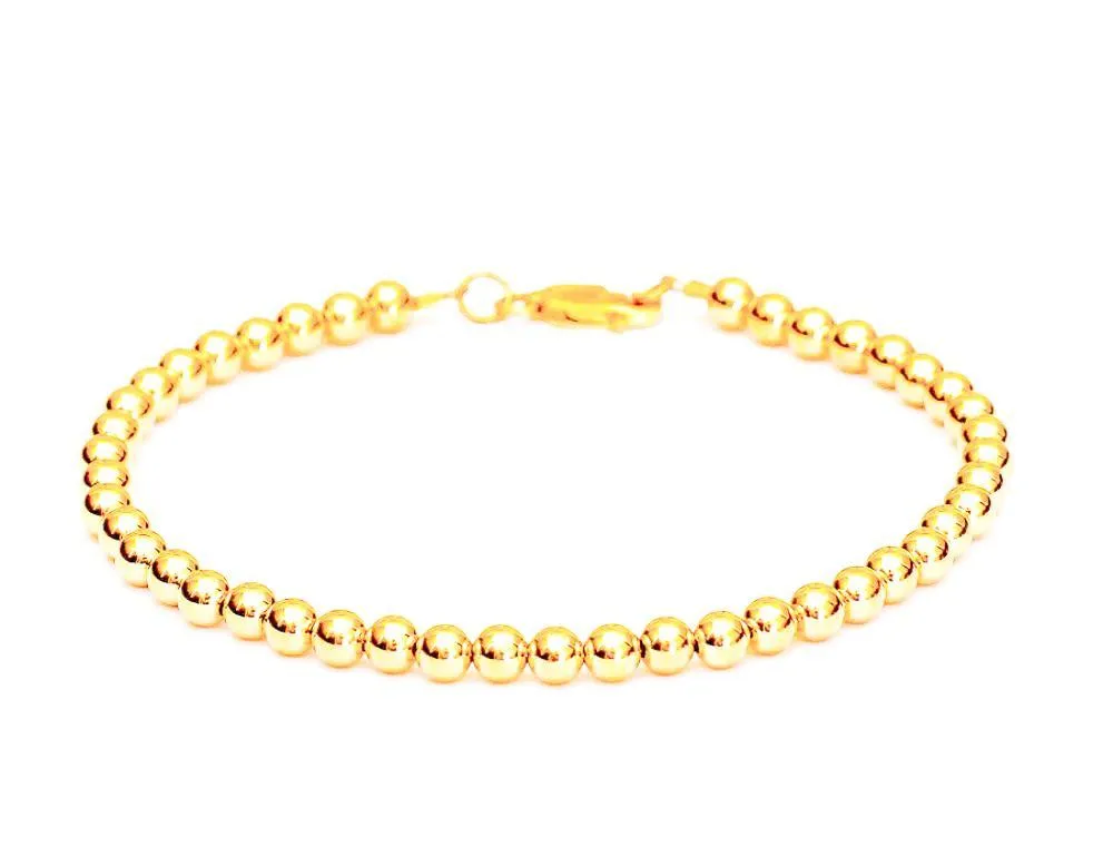 18k Gold Bead Bracelet - Women and Men's Bracelet - 4mm