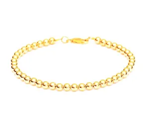 18k Gold Bead Bracelet - Women and Men's Bracelet - 4mm