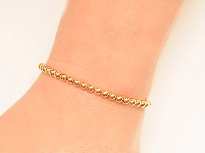 18k Gold Bead Bracelet - Women and Men's Bracelet - 4mm
