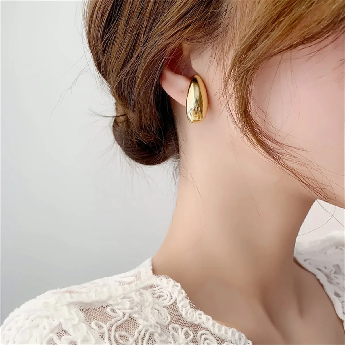 18K Gold-Plated Drop Huggie Earring