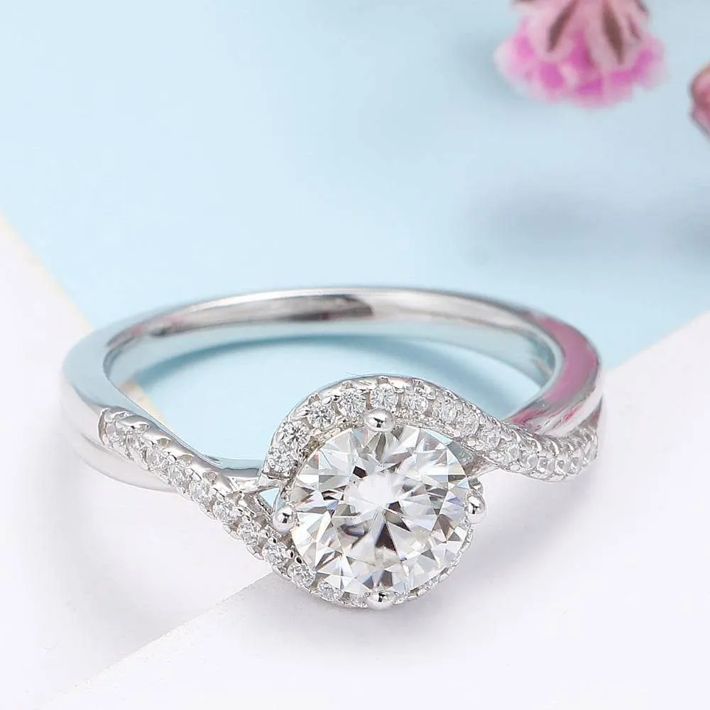 18k White Gold Twist 1.0ct VVS1 Diamond Ring