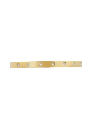 18K Yellow Gold Diamond Princess Bangle Set with Square White Diamonds