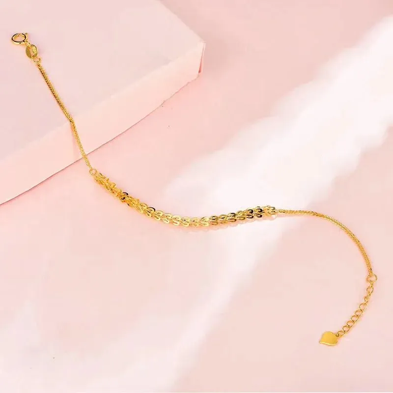 18k Yellow Gold Phoenix Tail Design Adjustable Chain Bracelet