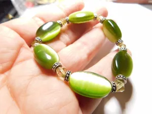 190 mm/7.5 in-Certified Natural Green Jadeite Emerald Jade Beads Stretchy Bracelet 《Grade A》