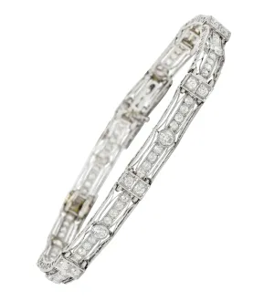 1930's Art Deco 3.82 CTW Diamond Platinum Scrolled Link Bracelet