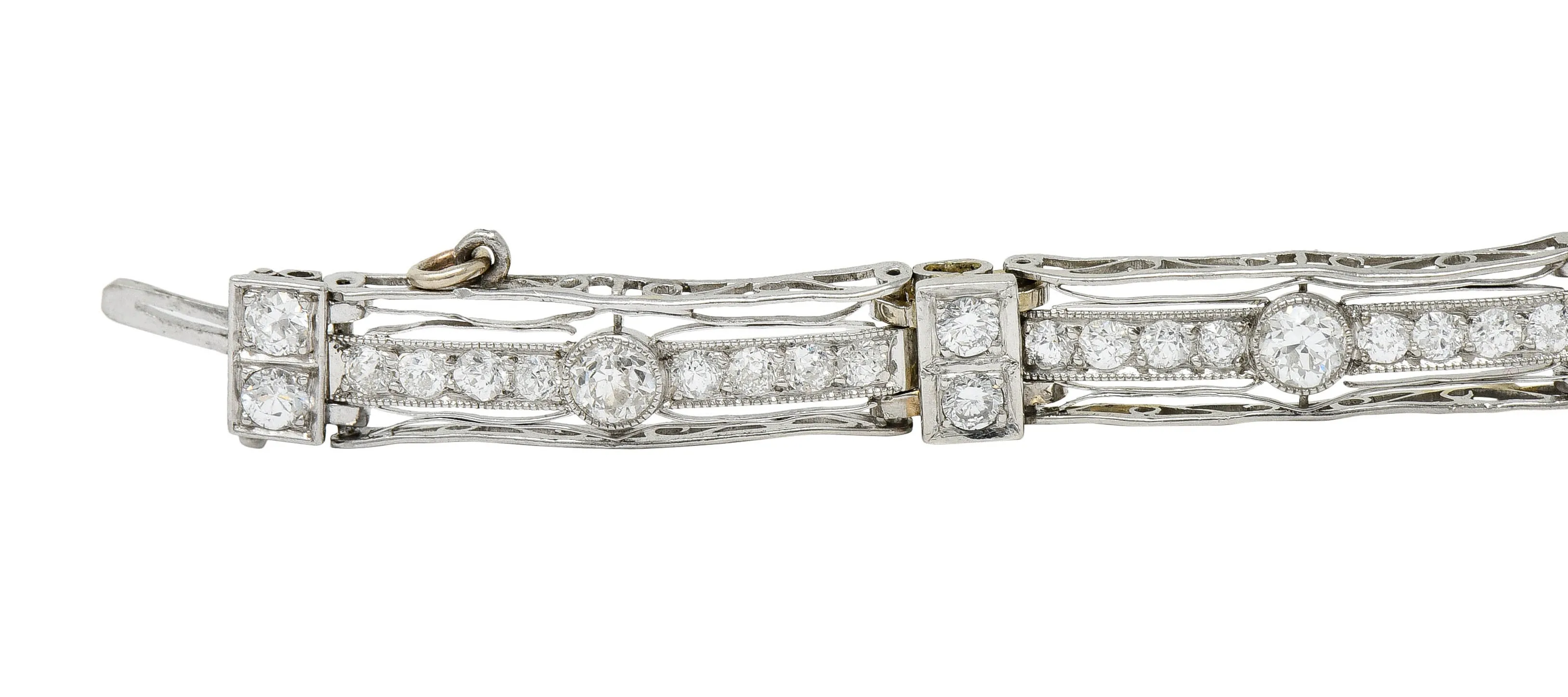 1930's Art Deco 3.82 CTW Diamond Platinum Scrolled Link Bracelet