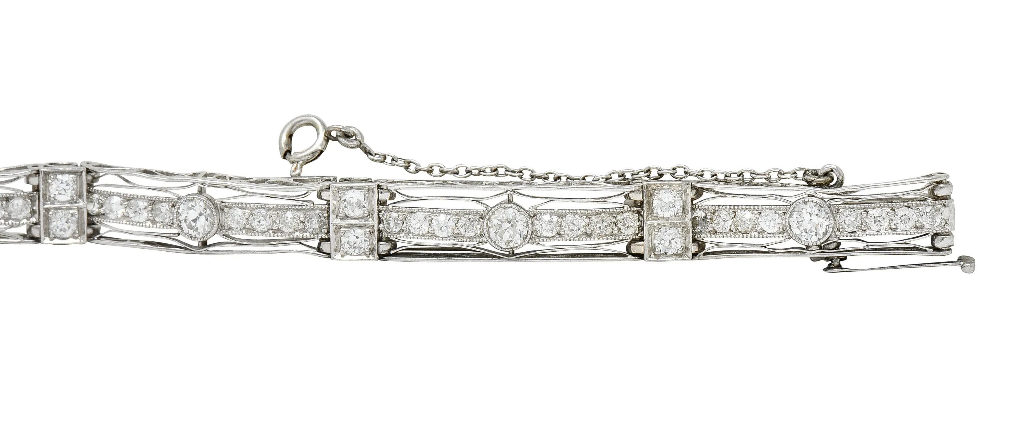 1930's Art Deco 3.82 CTW Diamond Platinum Scrolled Link Bracelet
