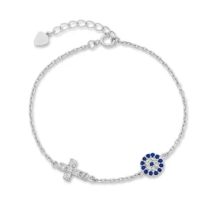 19cm Sterling Silver Cross Bracelet