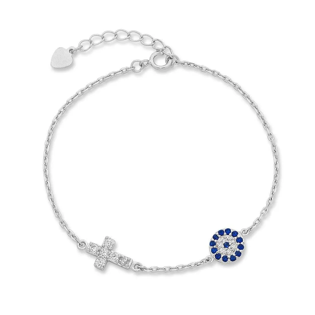 19cm Sterling Silver Cross Bracelet